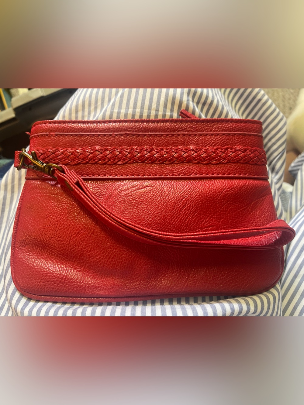 Red Women’s Leather Wristlet Clutch - Lane Bryant